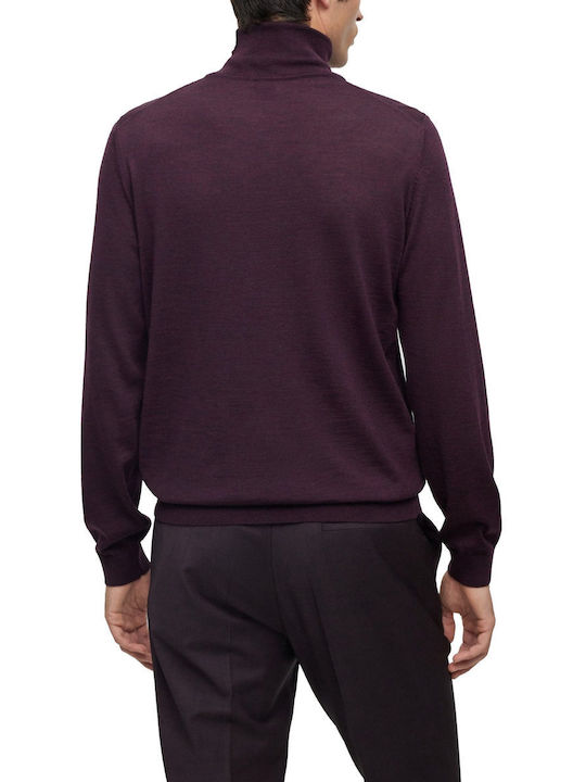 Hugo Boss Herren Langarm-Pullover Rollkragen Burgundisch