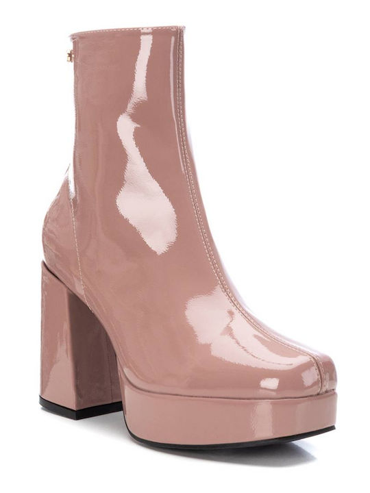 Xti Women's Patent Leather High Heel Boots Pink