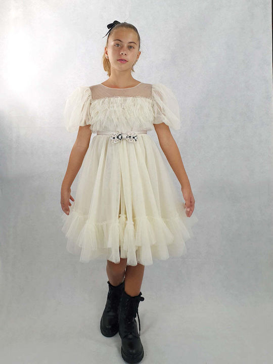 Designer's Cat Kids Dress Tulle White