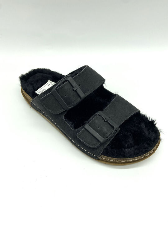 Level Anatomic Anatomic Women's Slippers with Fur Black