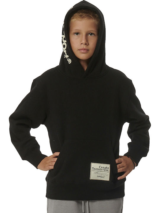 Fleece Kids Sweatshirt with Hood and Pockets Black
