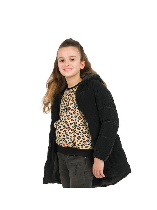 Energiers Girls Quilted Coat Black with Ηood