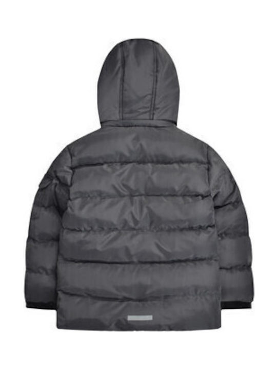Kids Casual Short Coat with Lining and Hooded Grey