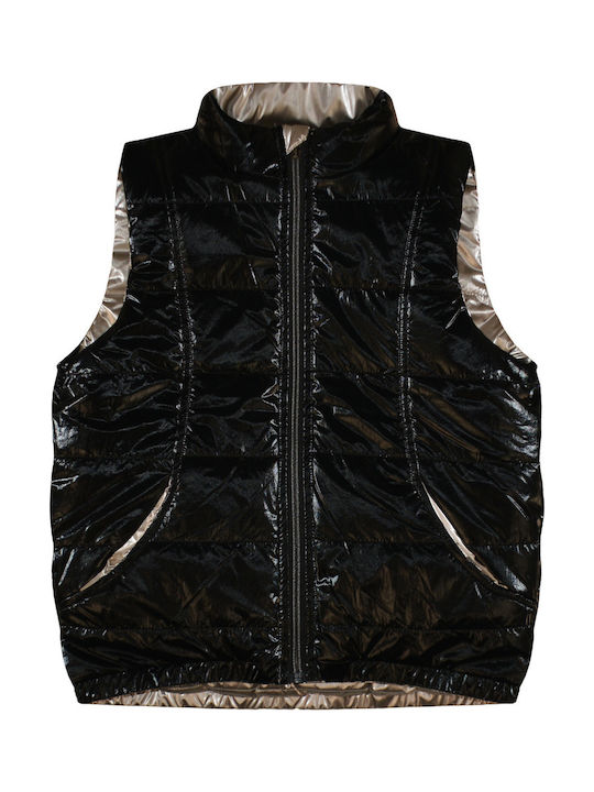 Kids' Quilted Jacket Sleeveless Double Sided Beige