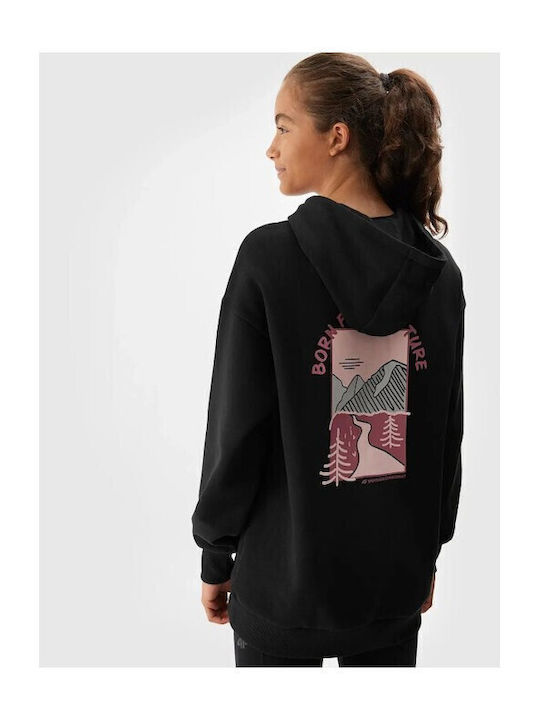 Kids Sweatshirt with Hood and Pockets Black