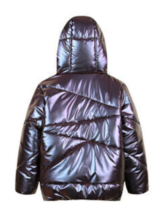 Kinder Steppjacke mit Kapuze iridescent