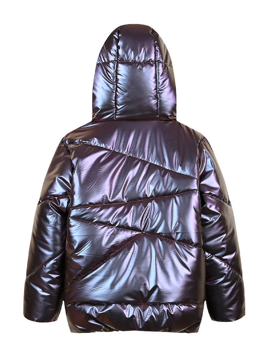 Kinder Steppjacke mit Kapuze iridescent