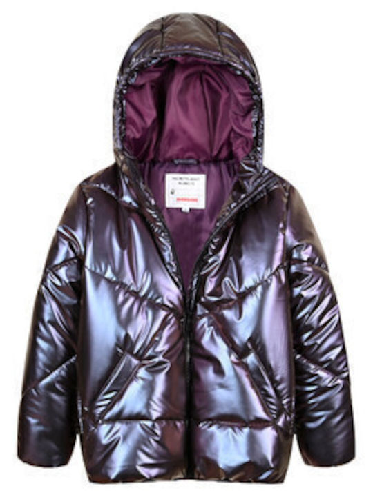 Kinder Steppjacke mit Kapuze iridescent
