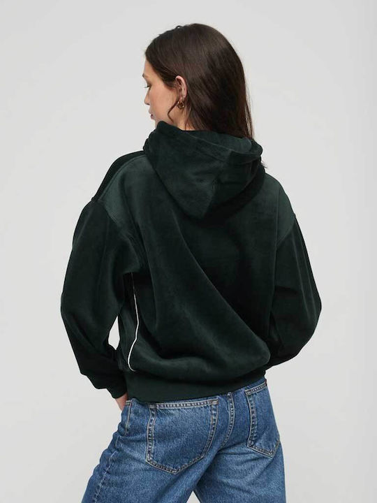 Superdry Women's Hooded Velvet Sweatshirt Green