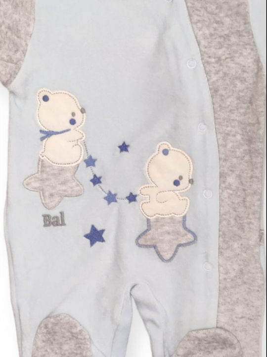 Babybal Baby Bodysuit Set Long-Sleeved Velvet Light Blue