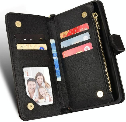 Multi Zipper Brieftasche Schwarz (Google Pixel 7)