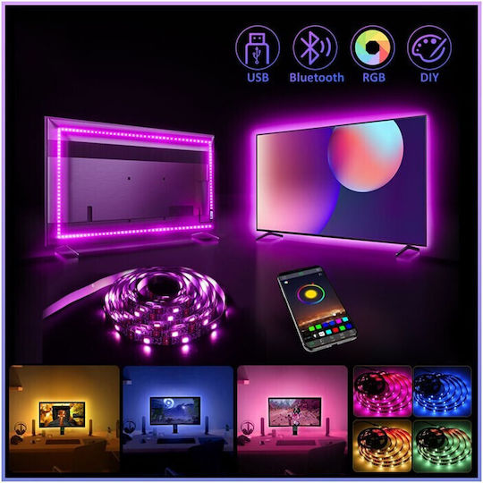 Inteligent Bandă LED USB 5V RGB Lumină 3m Tip SMD5050 cu Sursă de alimentare & Telecomandă