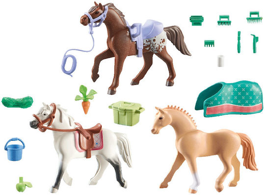 Playmobil Horses Of Waterfall Three Horses With Accessories for 5-12 years old