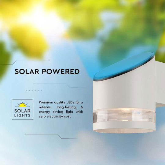 V-TAC Wall Mounted Solar Light 0.55W 70lm Warm White 3000K with Motion Sensor and Photocell IP44