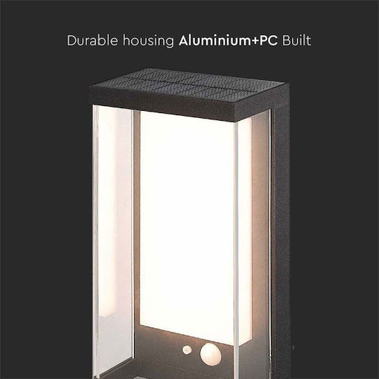 V-TAC Wall Mounted Solar Light 1W 95lm Warm White 3000K with Motion Sensor IP54 12.6cmx8.3cmx25.2cmcm