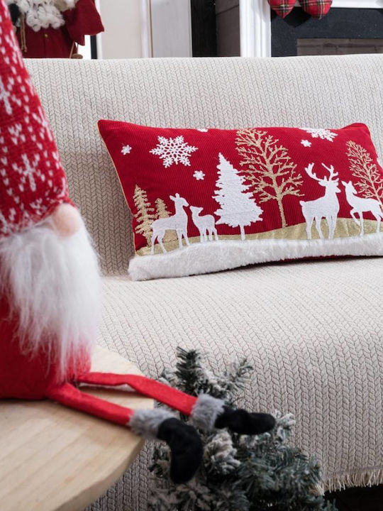 Teoran Christmas Decorative Pillow Rectangular Red 35x60cm