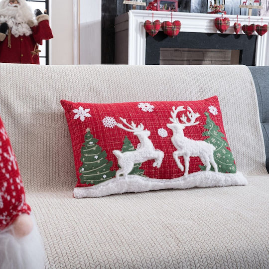 Teoran Weihnachtsdekoratives Kissen Rechteckig Rot 35x60cm