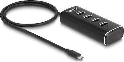 DeLock USB 3.0 Hub 4 Porturi cu conexiune USB-C Black