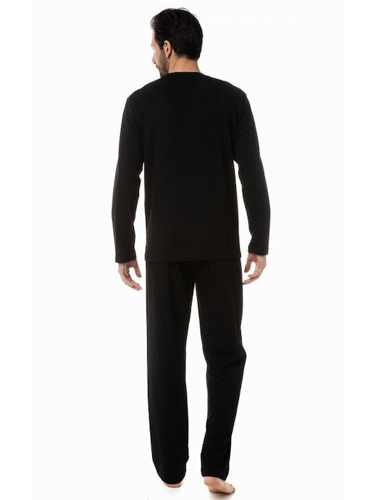 Minerva Men's Winter Cotton Pajamas Set Black