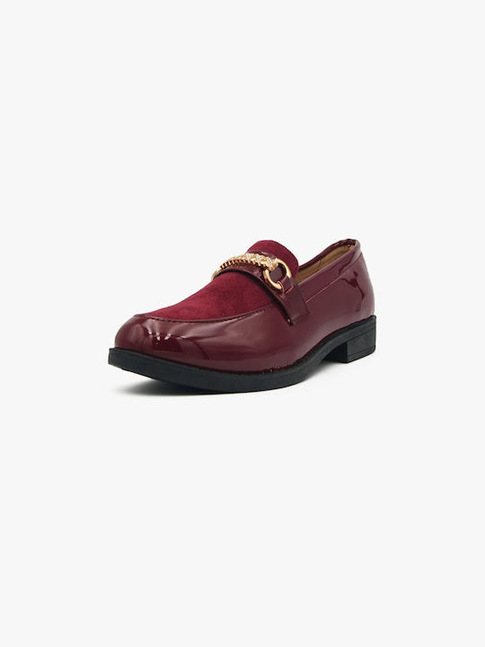 Joya Patent Leather Women's Moccasins in Burgundy Color