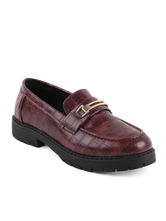 Voi & Noi Women's Moccasins in Burgundy Color