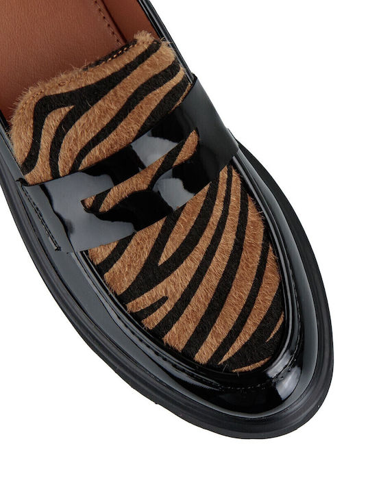 Lackleder Damen Mokassins in Schwarz Farbe