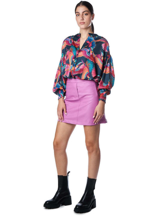 Leather Mini Skirt Purple
