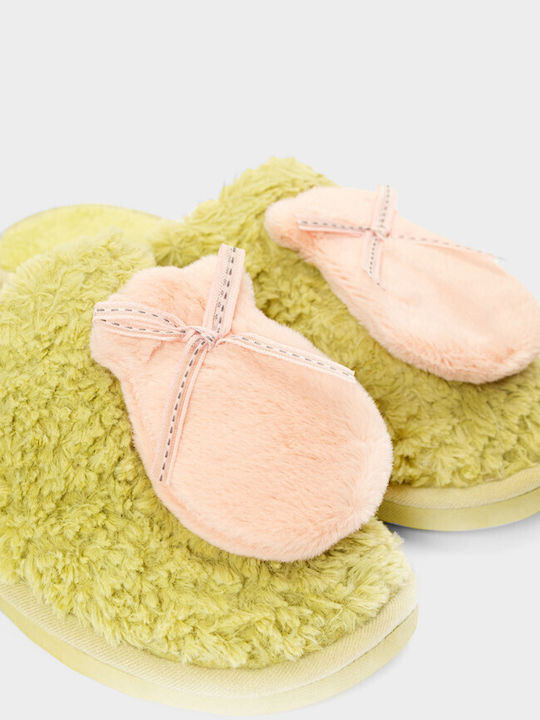 Luigi Women's Slippers with Fur Green