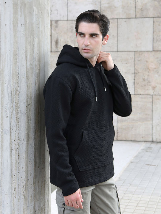 Yolofashion Herren Sweatshirt mit Kapuze und Taschen Schwarz