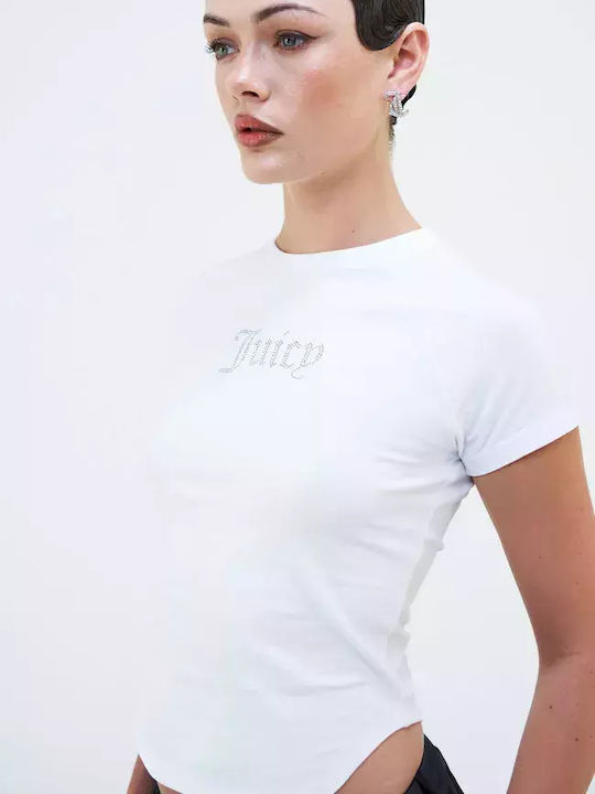 Juicy Couture Women's Blouse Cotton Short Sleeve White