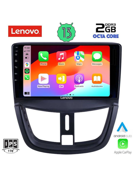 Lenovo Sistem Audio Auto pentru Peugeot 207 2007> (Bluetooth/USB/WiFi/GPS/Apple-Carplay/Android-Auto) cu Ecran Tactil 9"