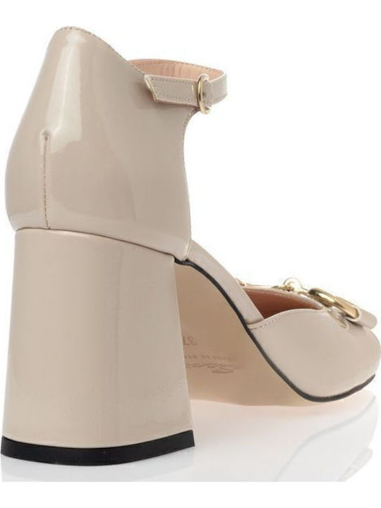 Patent Leather White Medium Heels