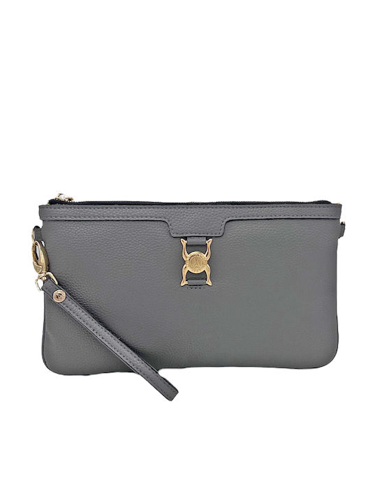 Leather Women's Clutch Grey
