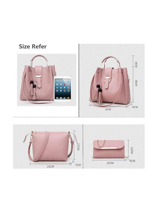 Σετ Γυναικεία Τσάντα Shopper Ροζ