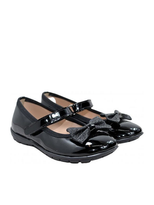 Su Sandals Kids Ballerinas with Hoop & Loop Closure Black