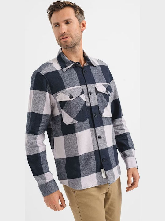 Дълъг Ръкав Фланелено Overshirt Стандартна Кройка Каре Thistle/Тъмносиня