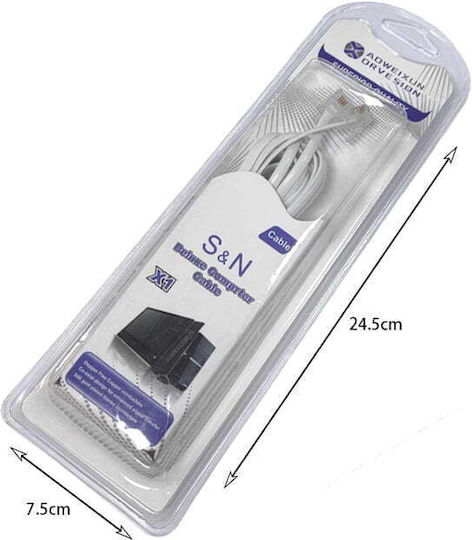 Aoweixun Flat Telephone Cable RJ11 6P4C 5m White (20807)