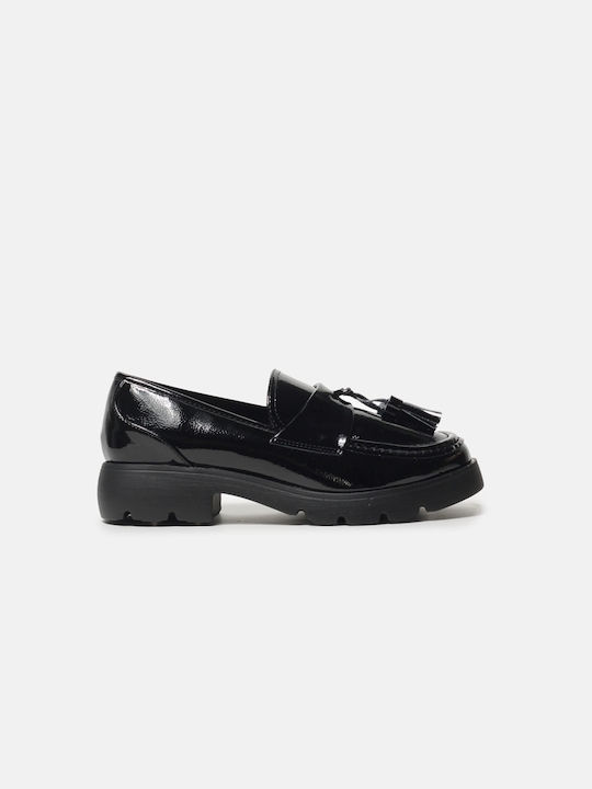 InShoes Patent Leather Women's Loafers in Black Color