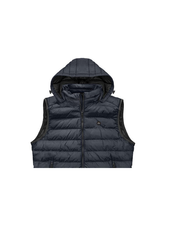 Double Ärmellos Herren Jacke Puffer Blau