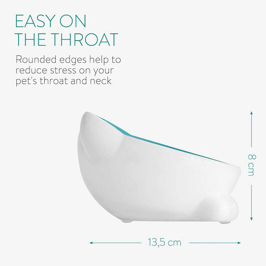 Navaris Ceramic Bowl Food & Water for Dog & Cat with Base in Blue Color 2pcs