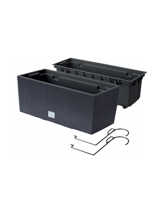 Marhome Rato Case Planter Box Plastic Charcoal 39.5x18.5x19.5cm.