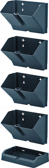 Marhome Mini Cascade Σετ 4 Γλάστρες Πλαστικές Μαύρες