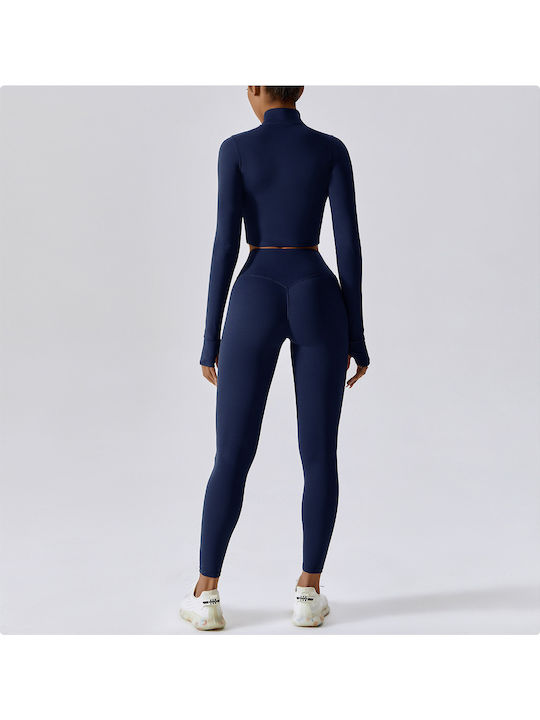 Monica Short Women's Cardigan with Zipper in Navy Blue Color
