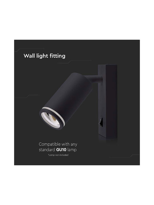 V-TAC Single Spot with Socket GU10 in Black Color