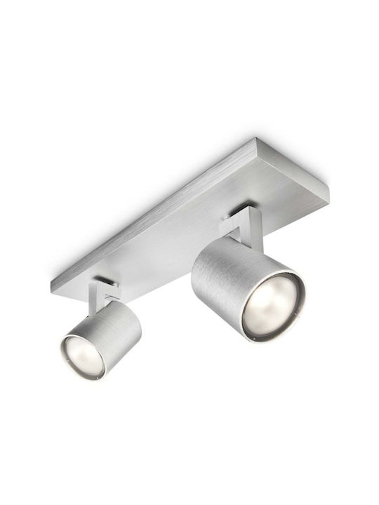 Philips Runner Διπλό Σποτ με Ντουί GU10 σε Γκρι Χρώμα
