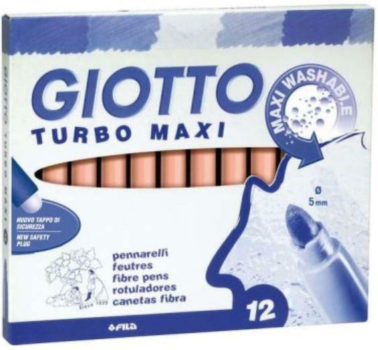 Giotto Turbo Maxi Washable Drawing Markers Thick Set of 12pcs