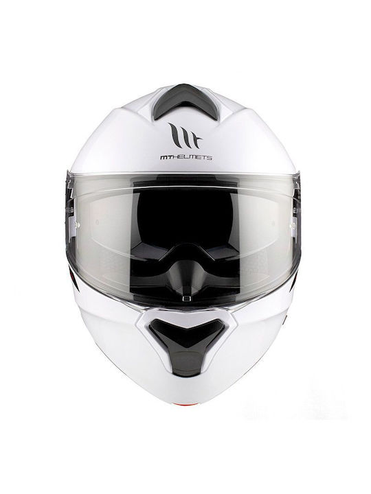 MT Genesis Gloss White Motorcycle Helmet Flip-Up ECE 22.06 / DOT 1650gr with Sunvisor