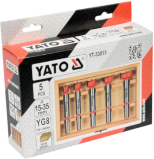 Yato Set of 5 Drills with Cylindrical Shank for Wood, Glass and Tiles