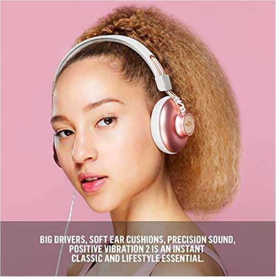 The House Of Marley Positive Vibration 2.0 Wired On Ear Headphones White / Pink