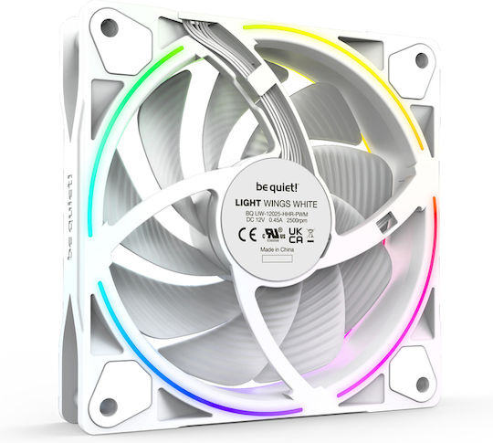 Be Quiet Light Wings Вентилатор За Кутия 120мм (2500оборота / 88.8cfm) С ARGB Осветление И Свързване 4-изводна ШИМ 3бр Бял